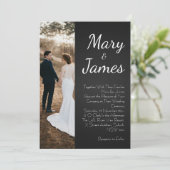 モノクロヴィンテージミニマリストブラック&ホワイト結婚ズ 招待状 (スタンド正面)