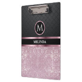 モノクロームかわいらしきらびやかなピンクとブラック クリップボード (左)