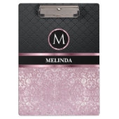 モノクロームかわいらしきらびやかなピンクとブラック クリップボード (正面)