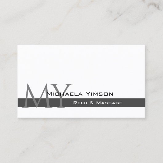 モノクロームとフォトシックの白と濃いグレー 名刺 (正面)