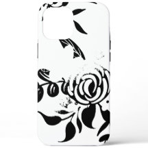 モノクロームのくすんだ花柄 iPhoneケース