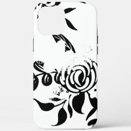 モノクロームのくすんだ花柄 iPhoneケース iPhone 12 Pro Max ケース