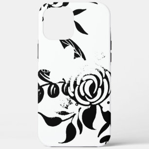 モノクロームのくすんだ花柄 iPhoneケース iPhone 12 Pro Max ケース