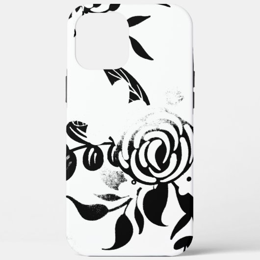 モノクロームのくすんだ花柄 iPhoneケース Case-Mate iPhoneケース (裏面)