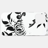 モノクロームのくすんだ花柄 iPhoneケース Case-Mate iPhoneケース (裏面 (横))