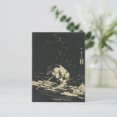 モノクロームの日本の浮世絵 ポストカード (スタンド正面)