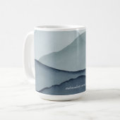 モノクロームの水彩画の山々 コーヒーマグカップ (正面左)