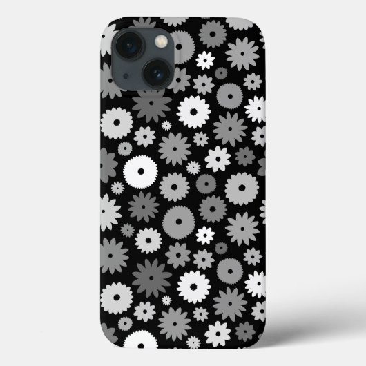 モノクロームの花の繰り返しパターン Case-Mate iPhoneケース (裏面)