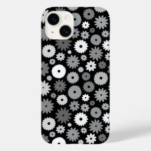 モノクロームの花の繰り返し模様 Case-Mate iPhone 14ケース