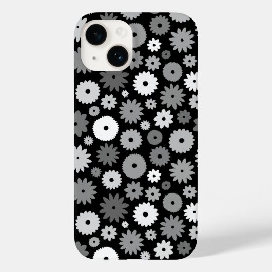 モノクロームの花の繰り返し模様 Case-Mate iPhoneケース (裏面)