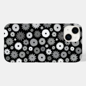 モノクロームの花の繰り返し模様 Case-Mate iPhoneケース (裏面 (横))