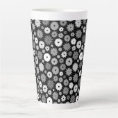 モノクロームの花柄 カフェラテマグ (正面)