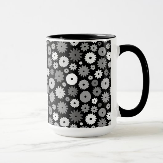 モノクロームの花柄 マグカップ (右)