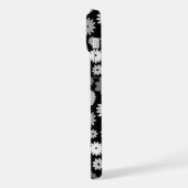 モノクロームの花模様リピートパターン iPhoneケース (左側面)
