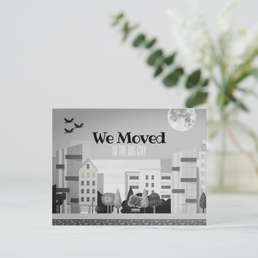 モノクロームシティスカイライン 転居のお知らせ ポストカード (スタンド正面)