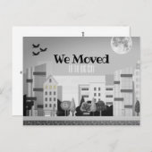 モノクロームシティスカイライン 転居のお知らせ ポストカード (正面/裏面)