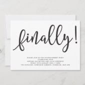 モノクロームスクリプトのエンゲージメントパーティー 招待状 (正面)