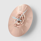 モノクロームバラ金ゴールド銅メタリックローマ数字 ラウンド壁時計 (傾斜)