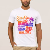 モノクロームマウンテンピークスと様式化金ゴールドスンブ Tシャツ (正面)