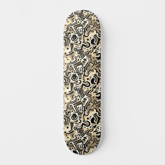 モノクローム抽象都市ストリートアート スケートボード (正面)