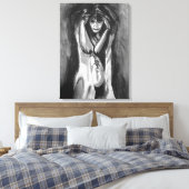 モノクローム水彩画Sara Motolanez キャンバスプリント (インサイチュ (寝室))