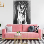 モノクローム水彩画Sara Motolanez キャンバスプリント (インサイチュ (リビング))