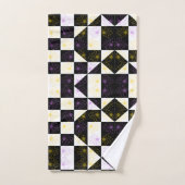 モノクローム美意識の花のパタ市松模様にーン バスタオルセット (ハンドタオル)