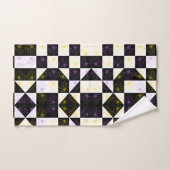 モノクローム美意識の花のパタ市松模様にーン バスタオルセット (ハンドタオル)