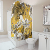 モノクローム花水彩ポピー柄 シャワーカーテン (インサイチュ)