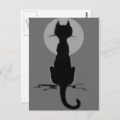 モノクローム黒猫フルムーン ポストカード (正面/裏面)
