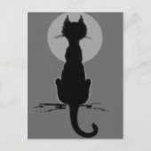 モノクローム黒猫フルムーン ポストカード (正面)