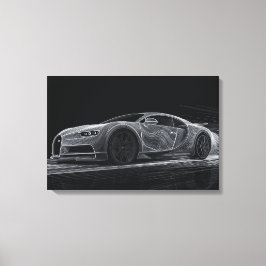 モノクローム・ベロシティ | 自動車アート (24" x 16") キャンバスプリント