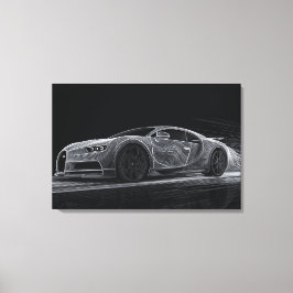 モノクローム・ベロシティ | 自動車アート (30" x 20") キャンバスプリント