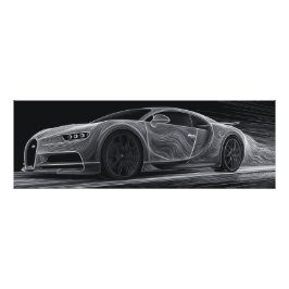 モノクローム・ベロシティ | 自動車アート (91cm x 30cm) フォトプリント           