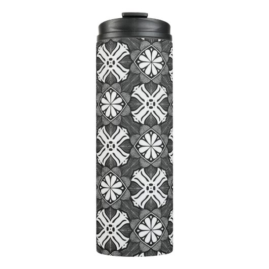 モノクロ万華鏡のように千変万化するパターンサーマルタンブラー タンブラー (正面)