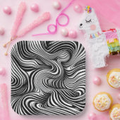 モノクロ万華鏡のように千変万化するパターン ペーパープレート (パーティー)