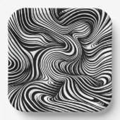 モノクロ万華鏡のように千変万化するパターン ペーパープレート (正面)