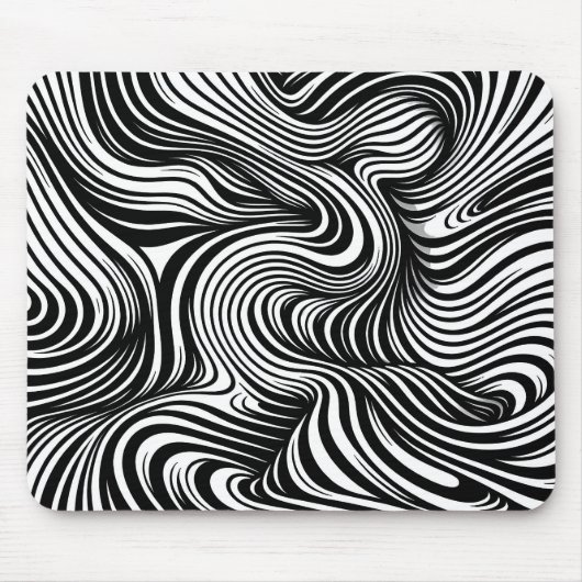 モノクロ万華鏡のように千変万化するパターン マウスパッド (正面)