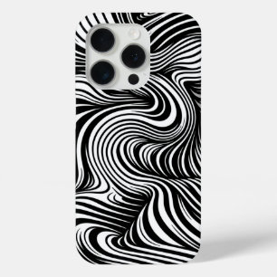 モノクロ万華鏡のように千変万化するパターン iPhone 15 PROケース