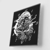 モノクロ人狼ムーン スクエア壁時計 (傾斜)