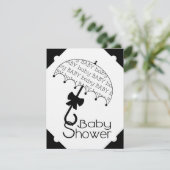 モノクロ傘 ベビーシャワー 招待状 (スタンド正面)
