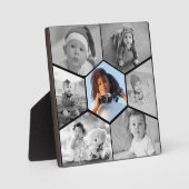 モノクロ六角形写真コラージュ フォトプラーク (正面)