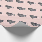 モノクロ写真かわいいロバ ラッピングペーパー (角)