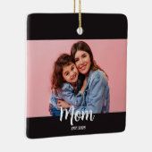 モノクロ写真に「Mom Established」 セラミックオーナメント (右)