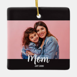 モノクロ写真に「Mom Established」  セラミックオーナメント