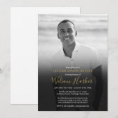モノクロ写真のお別れ会・葬儀の祝い 招待状 (正面/裏面)