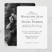 モノクロ写真のエレガントな結婚式 招待状 (正面/裏面)