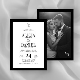 モノクロ写真のクラシカルな結婚式 招待状