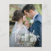 モノクロ写真のシンプルな結婚式のお礼 ポストカード (正面)