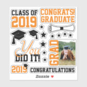 モノクロ写真の卒業 シール (シート)